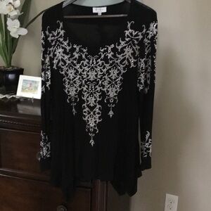 Chic Black Blouse with Silver Detailing